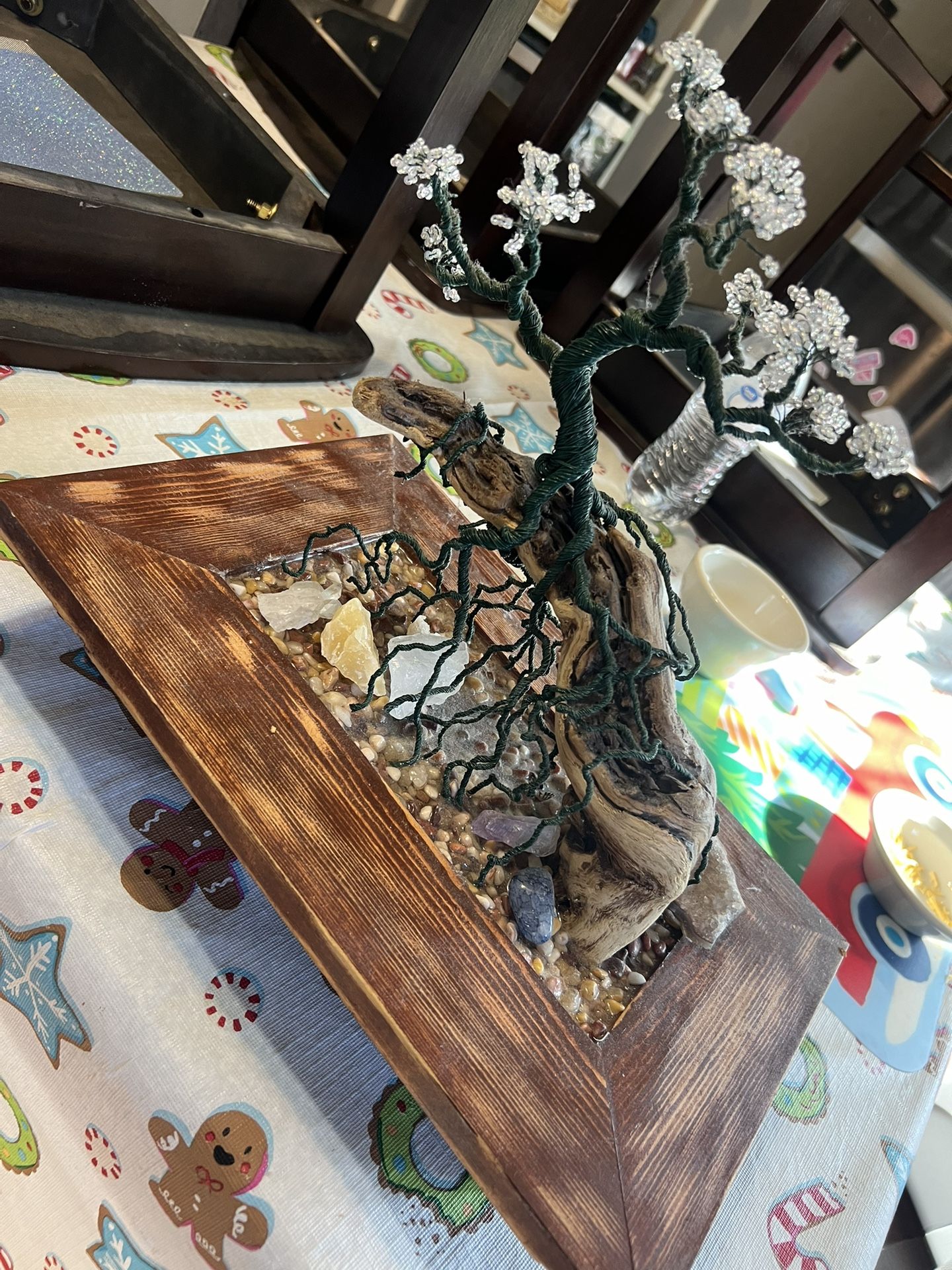 Crystal Wire Bonsai Tree! Copper Wire Wrapped Positive Charged Art! Crystal Rock Bundle