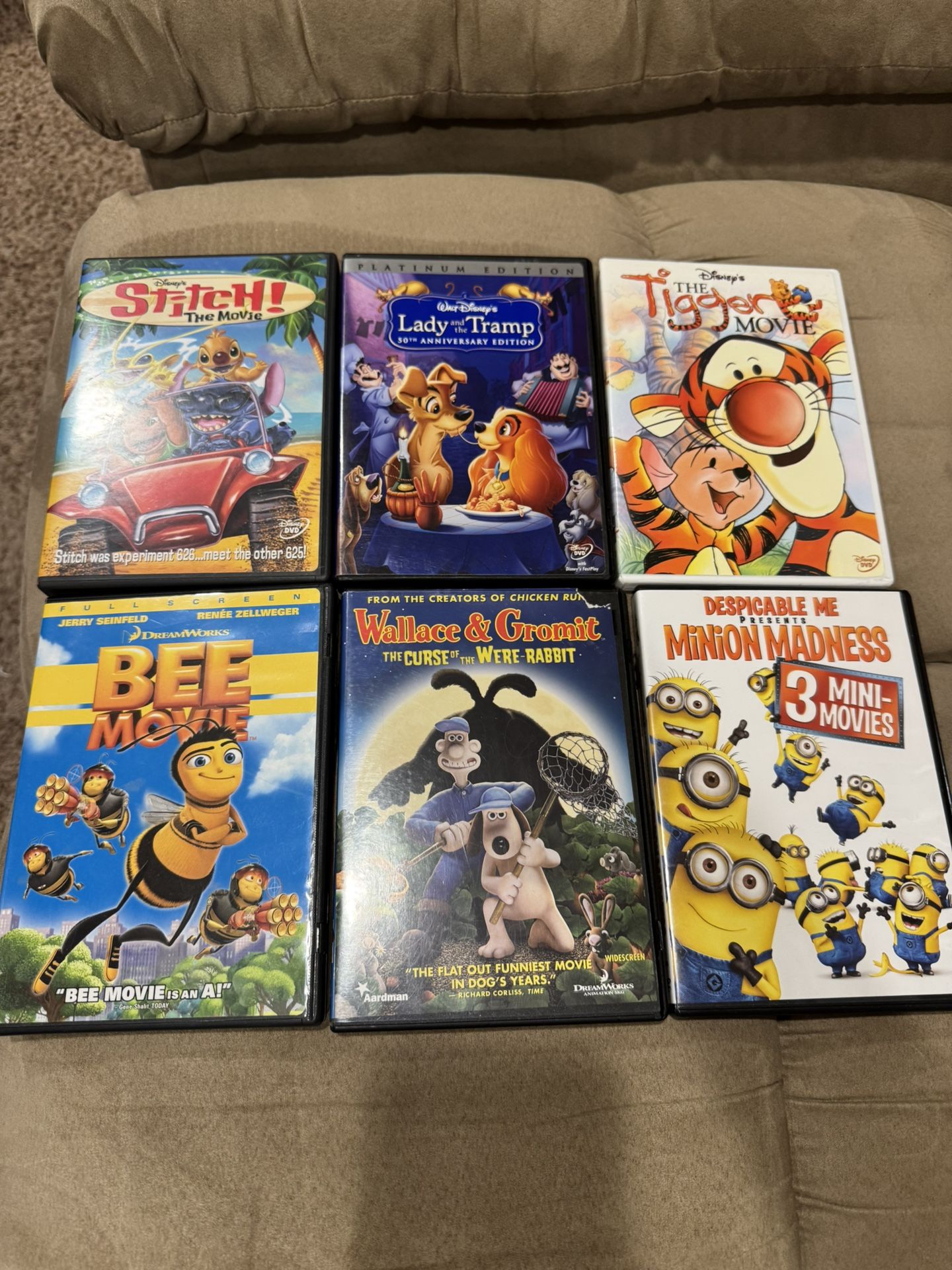 Mixed Lot of 6 DVDs Disney, Dreamworks and Universal Studios Cartoons 