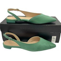 Naturalizer Makenna green leather suede pointed toe slingback flats women Size 5