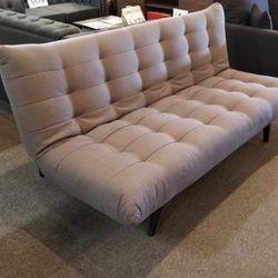 79" x 44" Gray Tufted Linen Sofa Futon