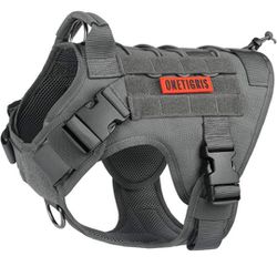 OneTigris Tactical Dog Harness, Grey, Size Small