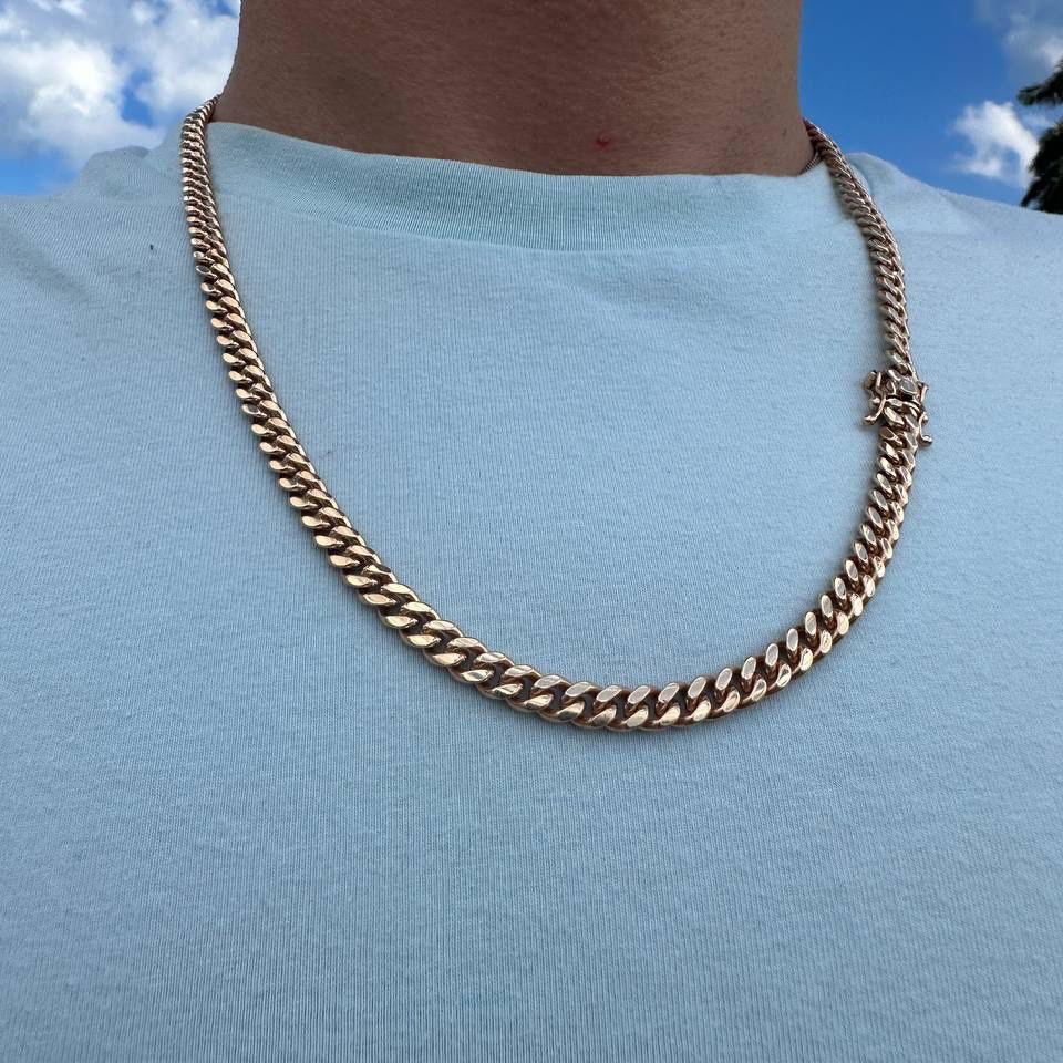 10k solid rose gold Cuban chain 22 inches 6mm 50 grams