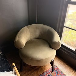 Modern Olive Velvet Barrel Accent Chair – Designer Style