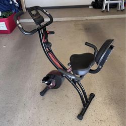 HAPBEAR Folding Stationary Bike – 3-in-1 Magnetic X-Bike w/ Resistance Bands