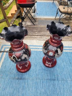 Vietnamese  lacquerware/ mother of pearl vases