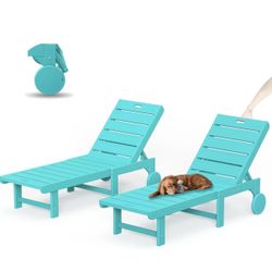 2X Aruba Blue HDPS Adjustable Lounge Chairs 