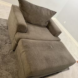 Chair and a half with ottoman