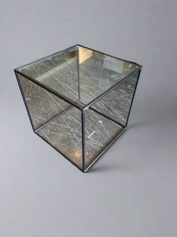 Black Metal and Glass End Table
