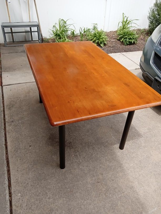 Kitchen Table Wood Top With Metal Frame 