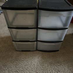 (2) 3 Drawer Plastic Sterilite Storage Organizer Units 