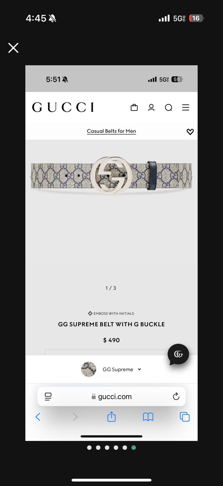 Mens Gucci Belt Monogram