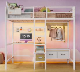 Twin Size Loft Bed (BLACK)
