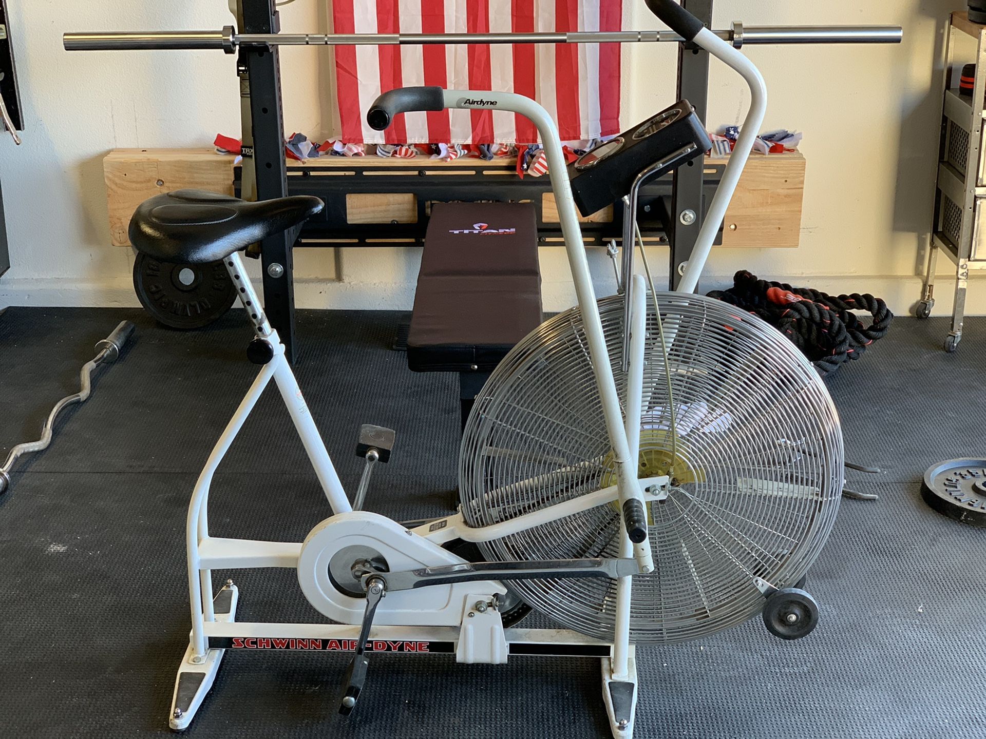 White Vintage Schwinn AirDyne Dual Action Exercise Bike