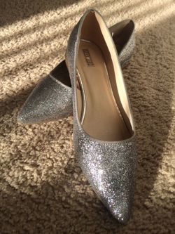 Silver Glitter Pointed Toe Flats