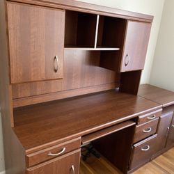 MCM 3 Piece Office Desk Computer desk with Hutch and Side File cabinet Plus 🔑 lock