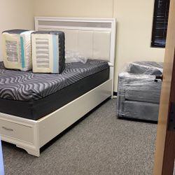 brand new queen bed frame and bed with the drawer