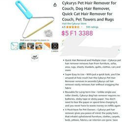 Cykurys Pet Hair Remover for Couch, Dog Hair Remover, Quick Cat Hair Remover for Couch, Pet Towers and Rugs

