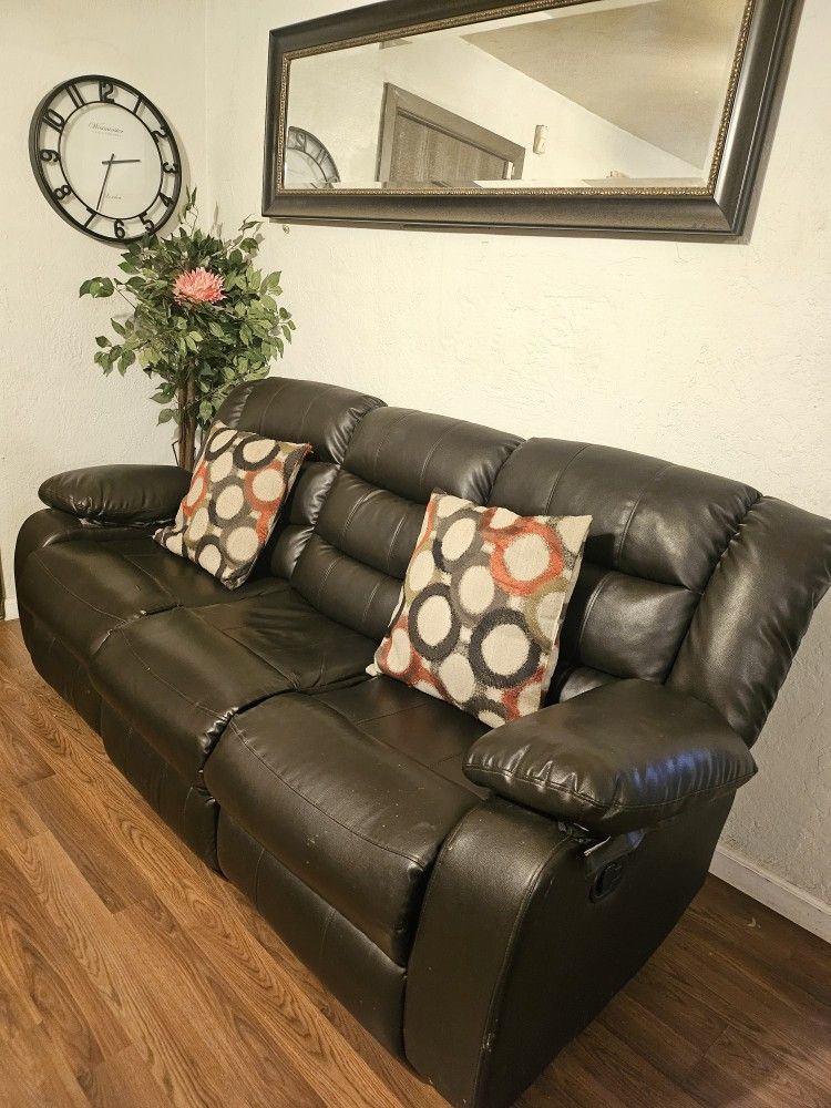 Sofa Set 2 Pieces Vinyl Leather Recliners Set