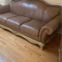 Sofa Lether size 37inch W /97 inch L  Color:Walnut