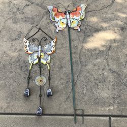 Whimsical butterfly wind chime & yard stick