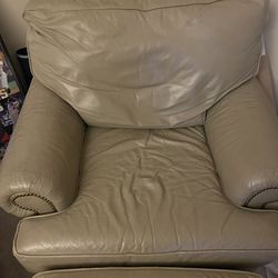Leather Chair with Ottoman 