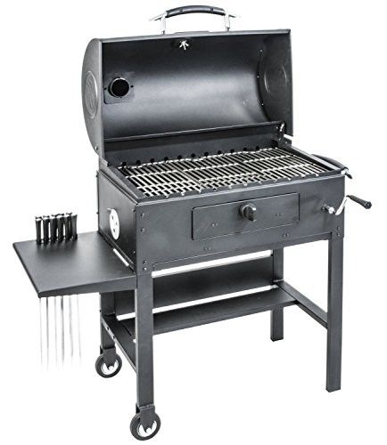 Lightly used BLACKSTONE 3-IN-1 KABOB CHARCOAL GRILL - BARBECUE - SMOKER - WITH AUTOMATIC ROTISSERIE - 11 CUSTOM HEAVY-DUTY SKEWERS INCLUDED