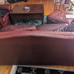 Red couch, Chair And Ottoman 