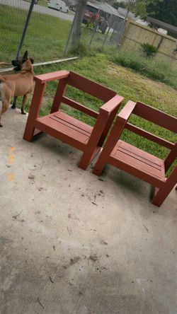 2 modern style patio chairs