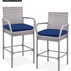Two Wicker Bar Stools 