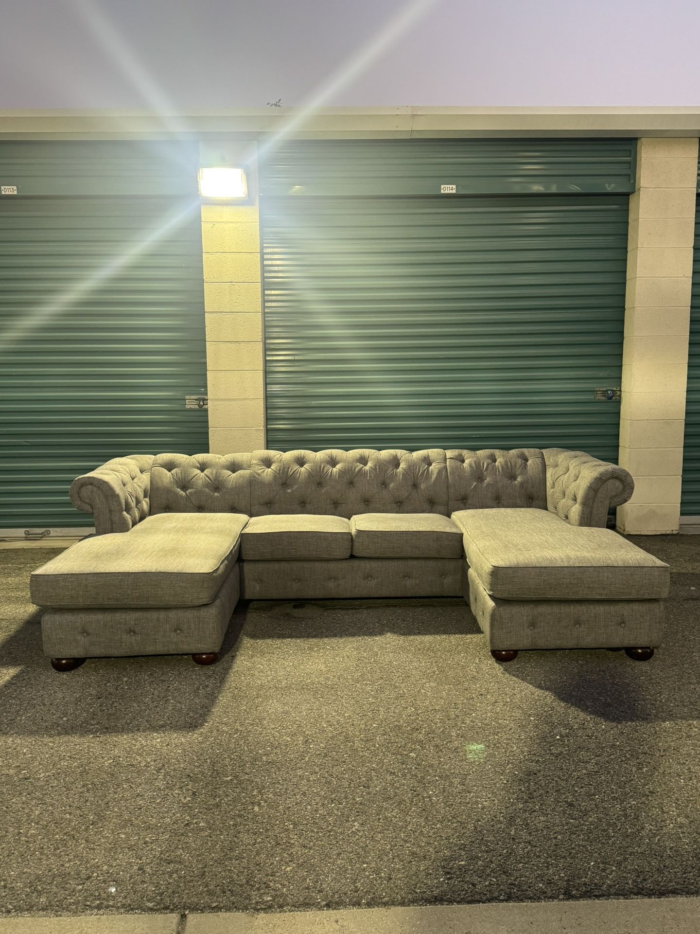 Chesterfield Sectional Sofa Modern Textured Grey 3 pieces