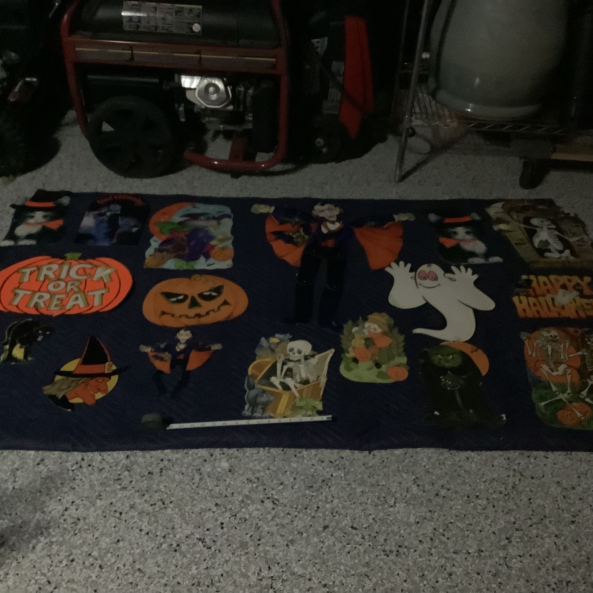 1970s Vintage Halloween Cardboard Decor Die Cut  17 total including g the Jointed vampire and more
