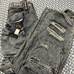 Fashion Nova Cargo Jeans Brand New 