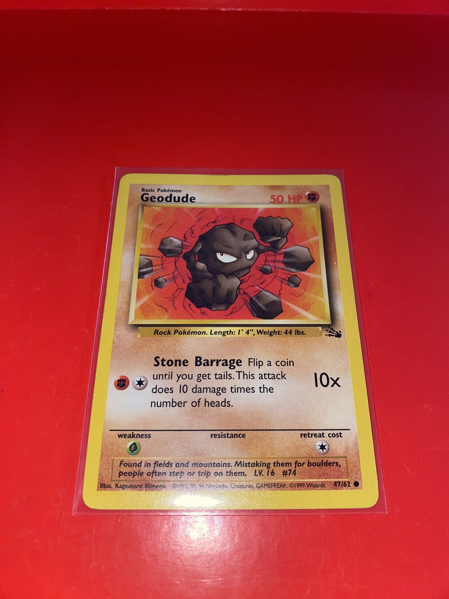 Pokemon Geodude 47/62 - Fossil set common - Same day shipping -