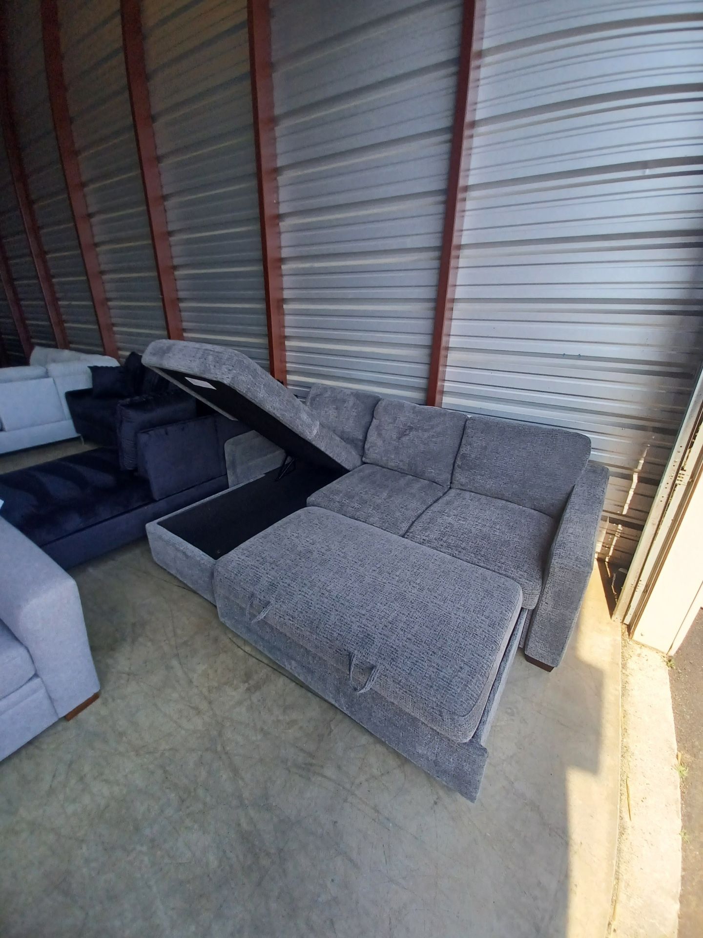 Coddle Aria Fabric Sleeper Sofa with Reversible Chaise & Storage โ Gray