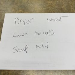 Washer &  Dryer Lawn Mowers  Parts Or Repair