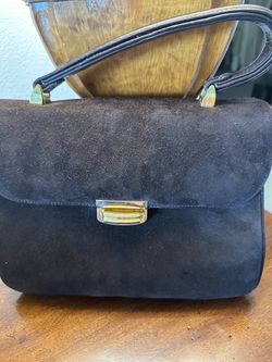Vintage suede,, chocolate, brown handbag