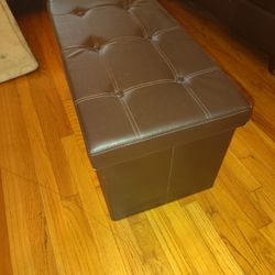 Brown Leather Ottoman 