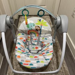 Bright Starts Playful Paradise Portable Compact Baby Swing with Toys, Unisex, Newborn