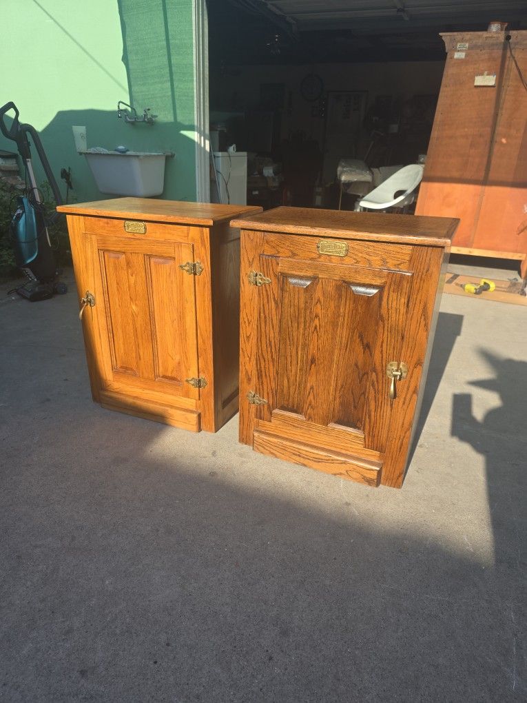 Vintage White Clad Ice Box/End Tables