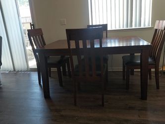 Dark Wood Dining Table with 4 Chairs
