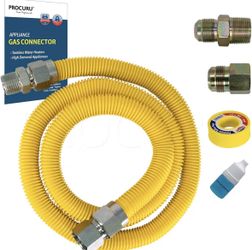 1" OD x 60" (5Ft) x 3/4"MIP x 3/4"FIP Universal Flexible Gas Connector, With/Without Service Valve, WP MaxFlow High Capacity Stainless Steel Tubing fo
