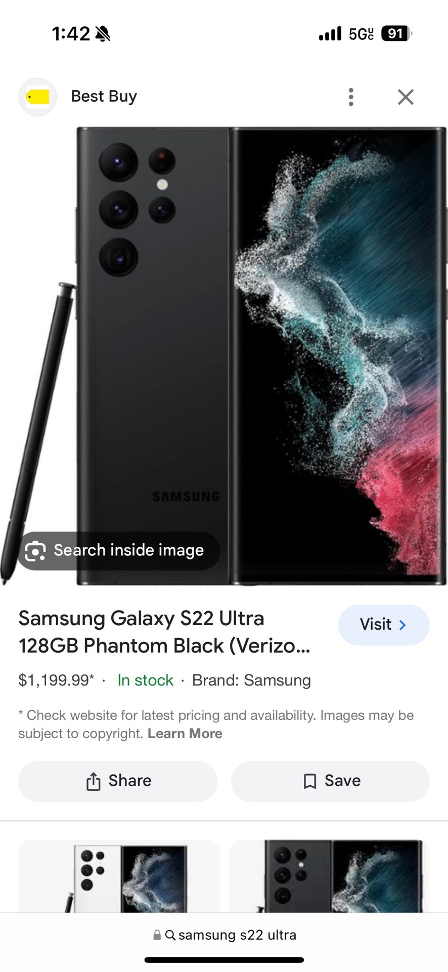 Like New Galaxy Samsung 22 Ultra 