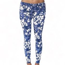 Gap Blue Floral Camo Womens Size 8 Skimmer Legging Super Skinny Ankle Jeans EUC