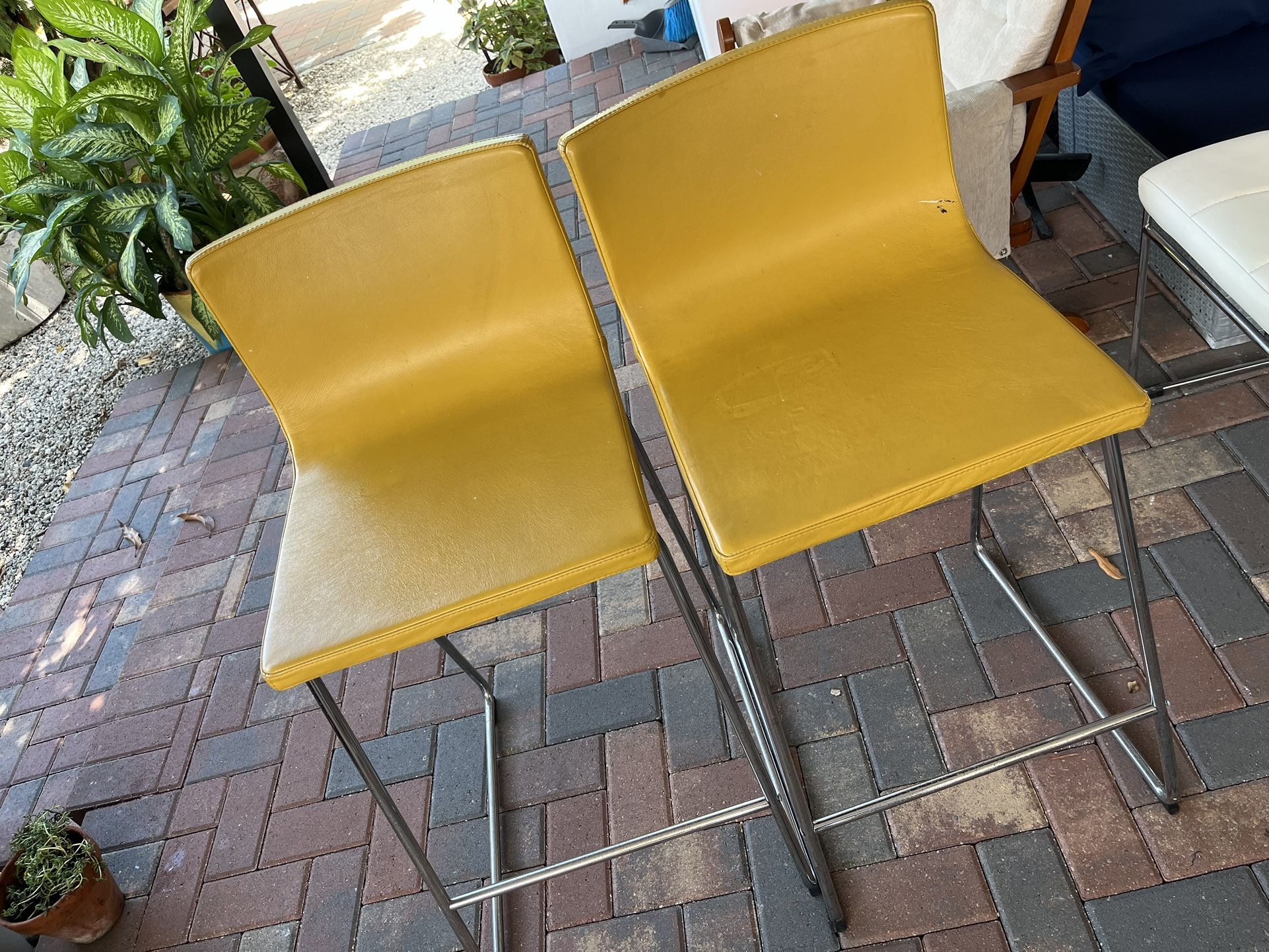 Ikea Bernhard Bar Stools Used Yellow Pair Set 2