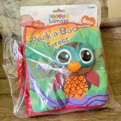 Lamaze Peek-A-Boo Forest Soft Baby Book - Clip-On Cloth Book - Washable Crinkling Fabric Pages for Sensory Play - Teething and Learning Toys for Babie