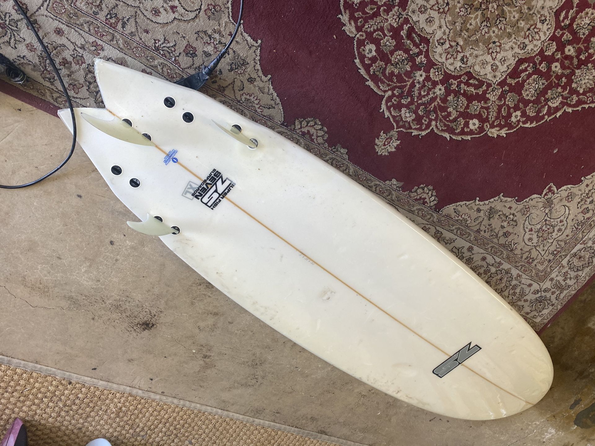 7’ Surfboard with fins and Leash Funboard Surf Board