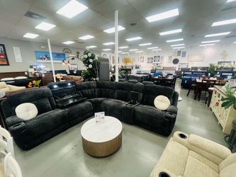 MODULAR  POWER SECTIONAL OVERSIZE!! CHARCOAL GREY  OR SANDY BEIGE FABRIC!!