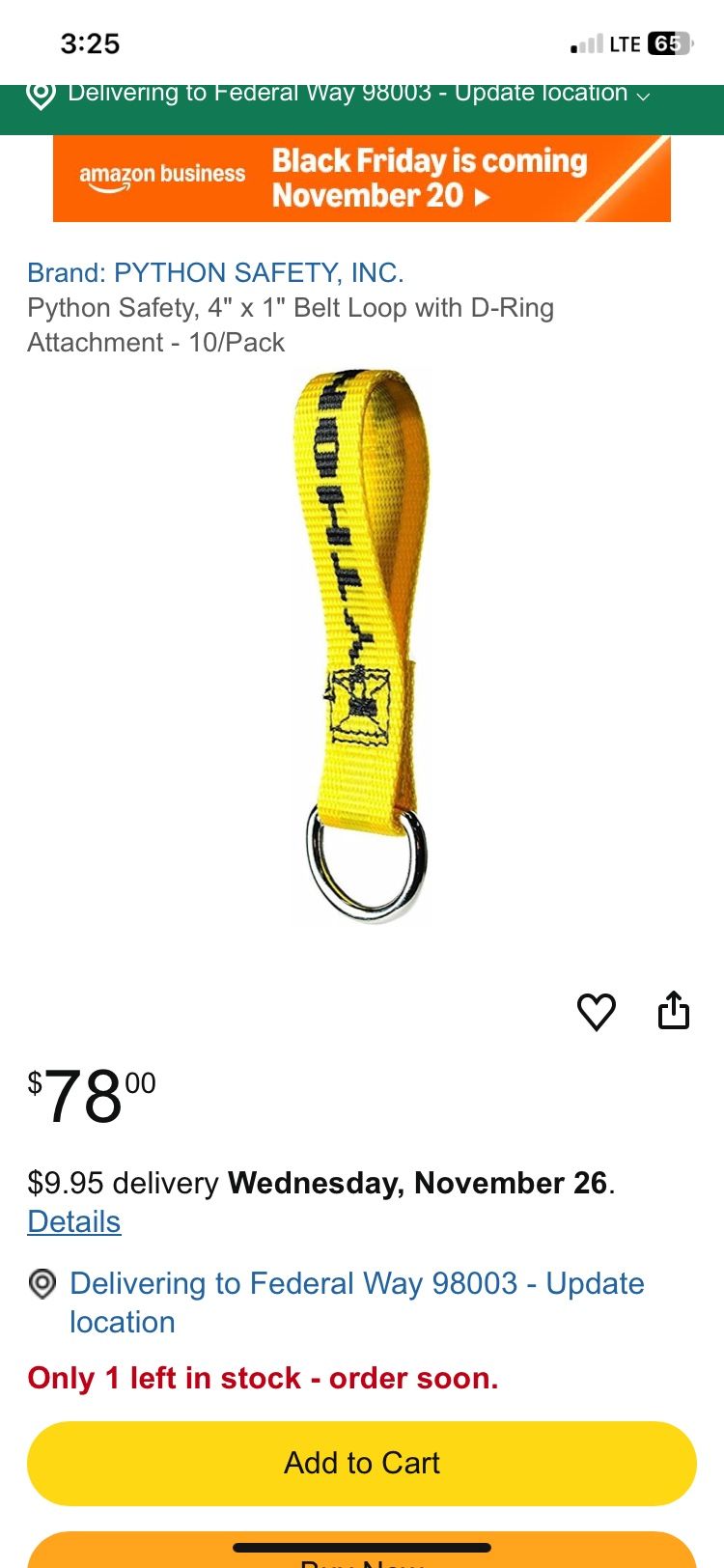 Python Belt Loop Safety D Ring 