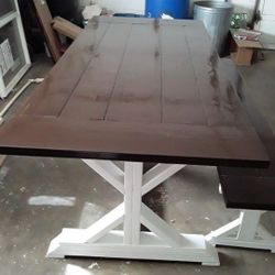 Farmhouse table and bench