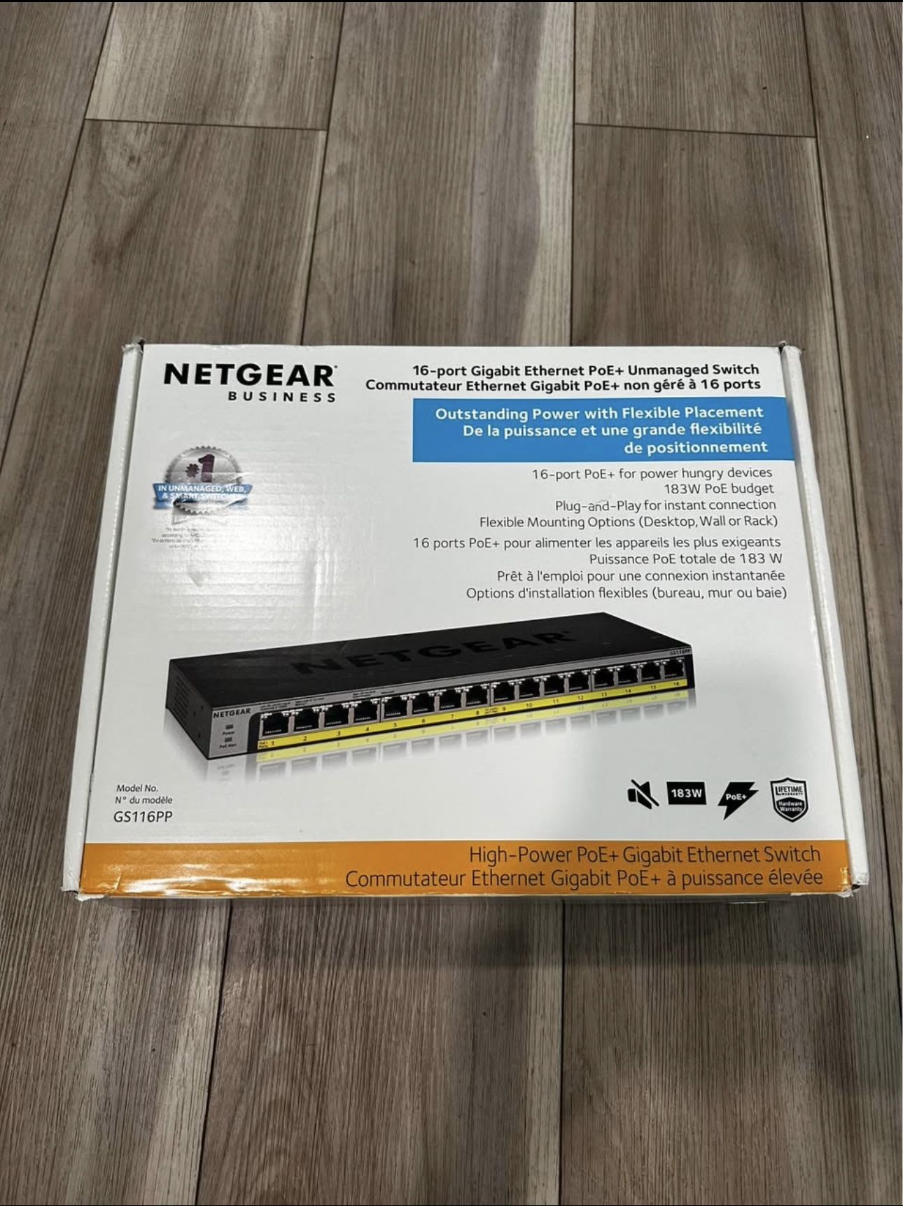 BRAND NEW Netgear 16-port Gigabit Ethernet PoE+ Unmanaged Switch